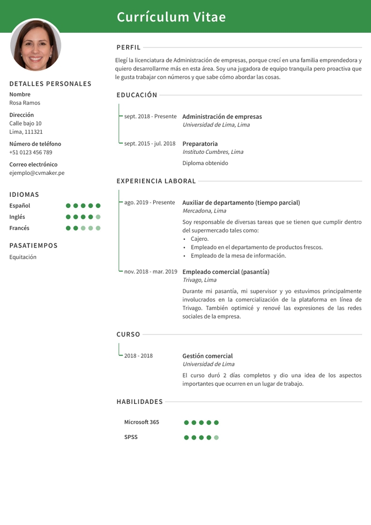 CV de ejemplo - pasante CV de ejemplo - pasante