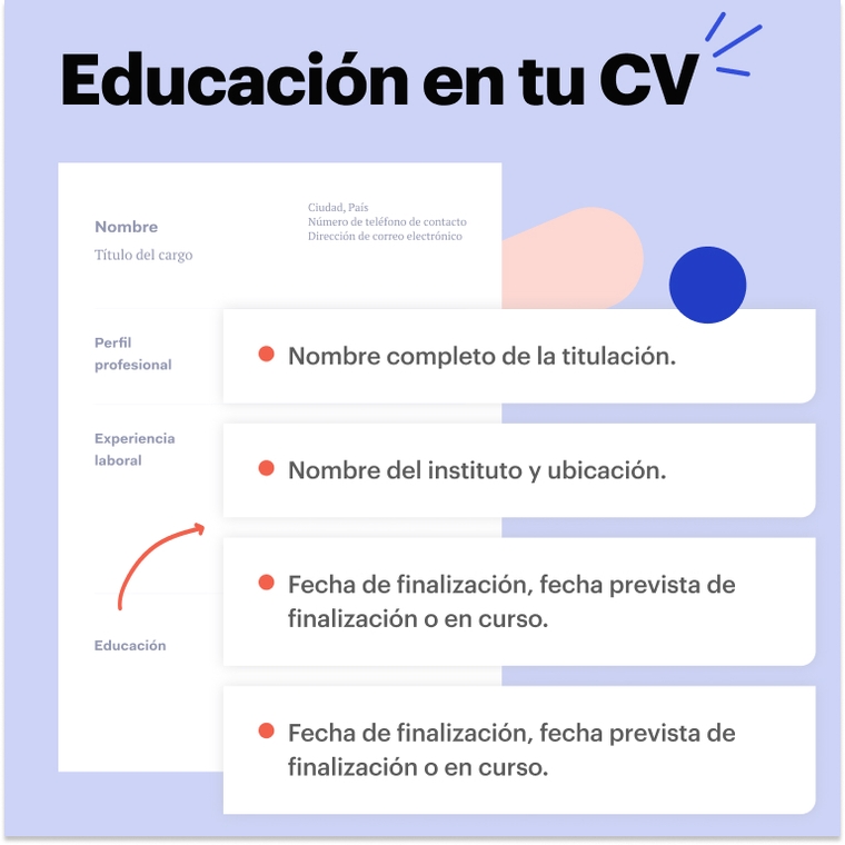 Educacion en tu CV